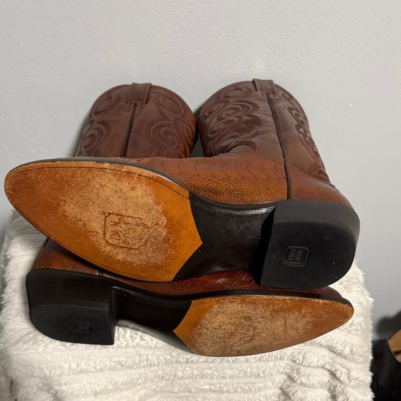 Real ostrich leg Dan Post Rich Brown Western Boots - Picture 9 of 11